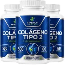 KIT 3 Colágeno Tipo II 500mg Suplemento Articulações Cartilagem Joelho Original Envio Rápido