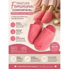 Pantufa Feminina Confortavel Quentinha Pelucia Rosa Tam 40 41 Casa