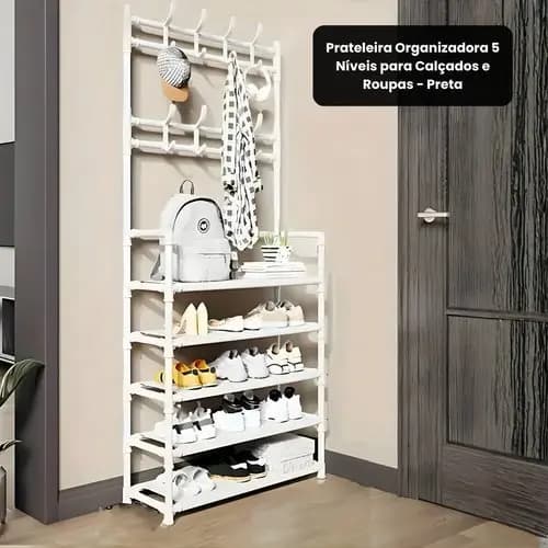 Organizador Modular 5 Níveis Branco Suporte Tênis Roupas Espaço Extra