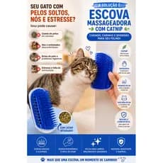 ):  🐾 Escova Massageadora Gato com Catnip Azul Remove Pelos Soltos, Limpeza, Relaxamento e Cuidado para Pet