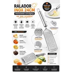 Ralador Inox 24cm Manual Aço Inoxidável para Queijo Legumes Frutas Cozinha Multiuso