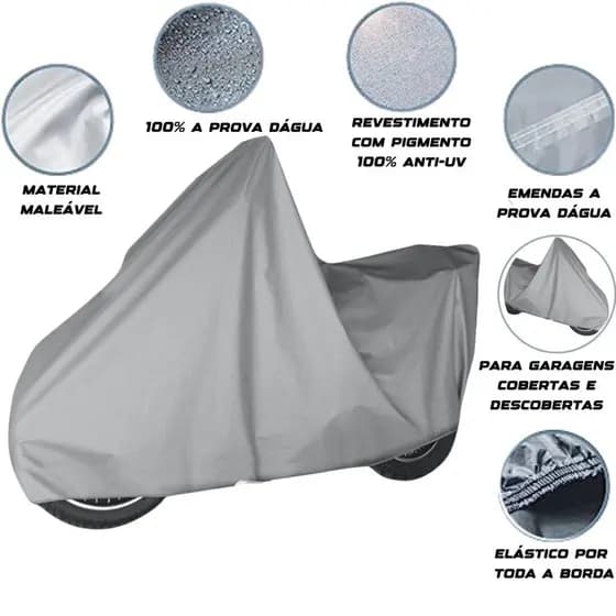Capa Cobrir Moto Forrada 100% Impermeável Tamanho P, M, G e GG Protege Contra Raios UV