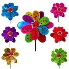 Catavento Joaninha Grande 75 cm Jardim 2 Camada Decoração