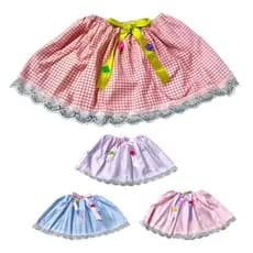 Saia Xadrez 40cm e 30 cm Festa Junina Arraiá Adultos e crianças infantil Com Renda Laço Arraial Nordestina