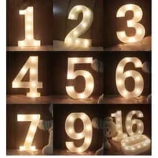 Luminária Led 3d Números Branca quente 22 Cm Decoração Festa Aniversário +pilha idade