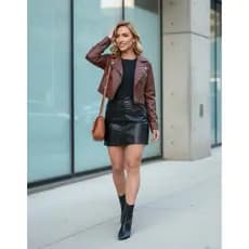 Jaqueta Couro Feminino Blusa De Frio Feminina Com Ziper Moda Inverno Casaco De Couro Feminino