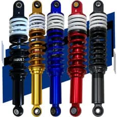 KIT AMORTECEDOR ALUMINIO COLORIDOS UNIVERSAL TITAN /FAN 125 150 YBR FACTOR SUNDOW SUZUKI YES POP BIZ