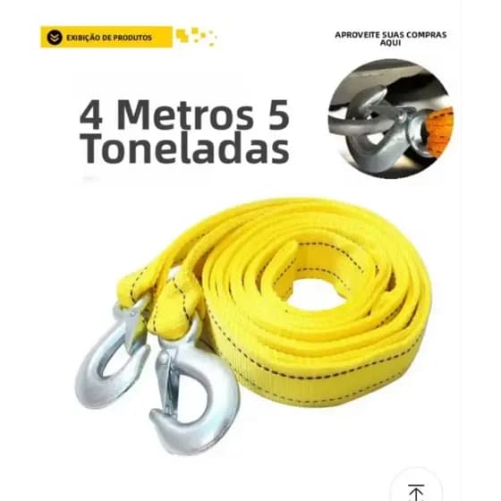Cinta Cabo de Reboque 4m 5 Toneladas para Carro SUV Pickup com Ganchos de Aço