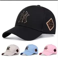 Boné NY Masculino Premium Ajustável Aba Curva Estiloso Casual Preto Azul Bege Rosa
