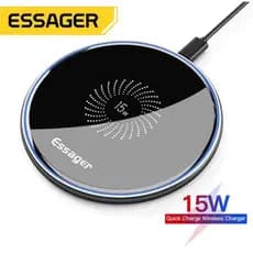 Carregador Sem Fio 15W ESSAGER Original Carregamento Rápido Qi Magnético + Proteção Inteligente iPhone Samsung Xiaomi