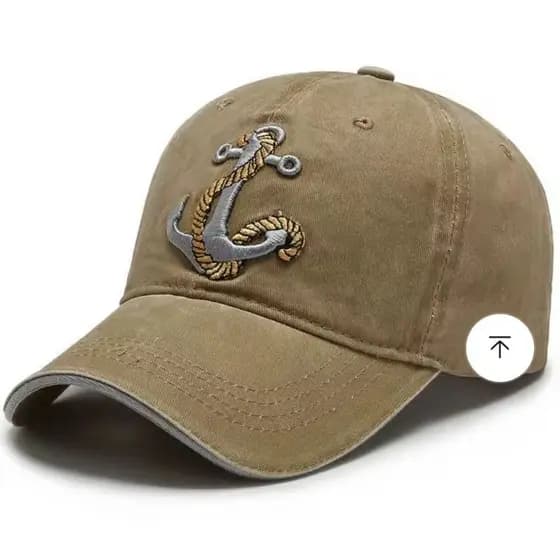 Boné Masculino Vintage Âncora Bordada Ajustável Algodão Estilo Casual Marrom