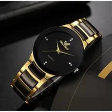 Relógio Orlando Luxo Minimalista Preto e Dourado – Elegância Premium Unissex