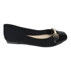 Sapatilha Feminina Preta Bico Quadrado Moleca Conforto Pro..