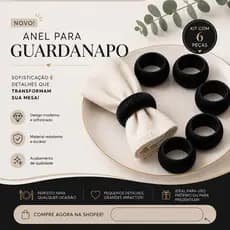 Kit com 6 Anéis para Guardanapo Preto – Porta Guardanapo Decorativo para Mesa Posta | Design Moderno