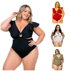 Body Maiô Plus Size Veste 44 ao 50 Tecido Suplex Argola Central
