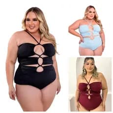 Body Maiô Plus Size Feminino Modelador Praia Veste 44 ao 50
