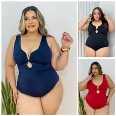Body Maiô Plus Size Fivela V Estilo Moderno Veste 44 ao 50