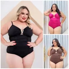 Body Maiô Plus Size Fivela no Busto Modelador Tamanho Unico Veste 44 ao 50