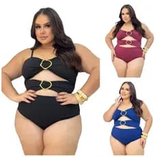 Body Maiô Plus Size 2 Fivelas Praia Moderno Cores Veste 44 ao 50