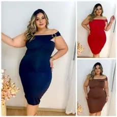 Vestido Midi Plus Size Um Ombro So Fivela Dourada Suplex Ajustavel Elegante Casual Tamanhos 44-52