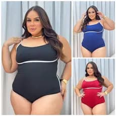 Body Maio Plus Size Com Vivo Branco Alcas Finas Confortavel Modelador Moda Praia Tamanhos 44 ao 50