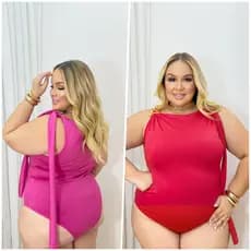 Body Maiô Plus Size -  Laço Ombro e Fivela