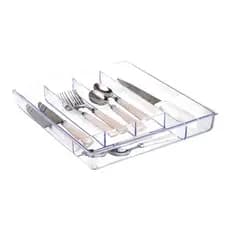 Organizador Porta Talher Para Gaveta Cozinha Com 5 Divisórias Acrílico Facas Garfos Talheres