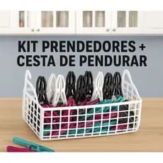 Kit Prendedores Com Cesto - 24 Prendedores Para Pendurar Varal Roupas Plástico Pregador Reforçado