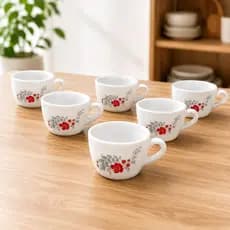 Jogo Xicara Café Chá vidro porcelana chicara 130ml 6 unidades Casa Mesa Decoração