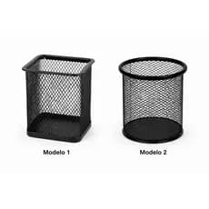 Porta Canetas Aramado Quadrado e Redondo Preto Organizador Mesa Escritório Aço