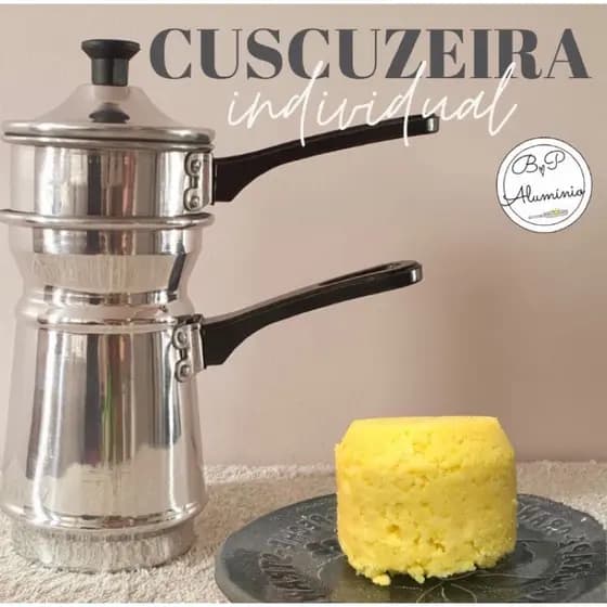 Cuscuzeira Alumínio Individual Para Cuscuz 1 Pessoa Cabo Anti Térmico Resistente