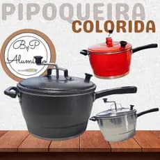 Panela De Pipoca Alumínio 22 Grande 4 Litros Cabo Baquelite Reforçado Premium