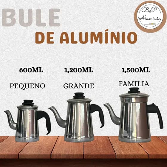 Bule Alumínio Reforçado Café Chá Cabo Baquelite Anti Térmico Pequeno Grande Família