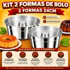 Kit 2 Formas De Bolo E Pudim 24cm Com Furo Central Alumínio Redonda Bolo Caseirinho Assadeira Jogo Duas Unidades