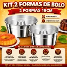 Kit 2 Formas De Bolo E Pudim 18cm Com Furo Central Alumínio Redonda Bolo Caseirinho Assadeira Jogo Duas Unidades