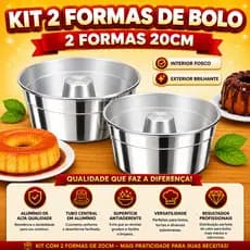 Kit 2 Formas De Bolo E Pudim 20cm Com Furo Central Alumínio Redonda Bolo Caseirinho Assadeira Jogo Duas Unidades
