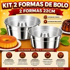 Kit 2 Formas De Bolo E Pudim 22cm Com Furo Central Alumínio Redonda Bolo Caseirinho Assadeira Jogo Duas Unidades