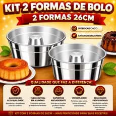 Kit 2 Formas De Bolo E Pudim 26cm Com Furo Central Alumínio Redonda Bolo Caseirinho Assadeira Jogo Duas Unidades