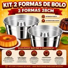 Kit 2 Formas De Bolo E Pudim 28cm Com Furo Central Alumínio Redonda Bolo Caseirinho Assadeira Jogo Duas Unidades