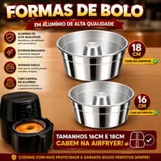Forma De Bolo E Pudim Para Airfryer Alumínio Com Furo Central Escolha O Tamanho 16cm Ou 18cm Assadeira Redonda Unidade