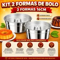 Kit 2 Formas De Bolo E Pudim 16cm Com Furo Central Alumínio Redonda Bolo Caseirinho Assadeira Jogo Duas Unidades