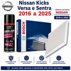 Filtro Ar Condicionado Nissan Kicks Versa Sentra 2016 a 2025 + Higienizador