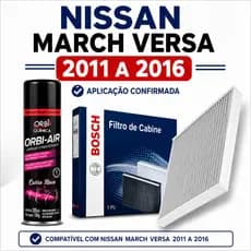 Filtro Ar Condicionado Nissan March Versa + Higienizador 2011 a 2016