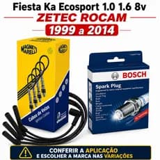 Cabo + Vela Ignição Fiesta Ka Ecosport 1.0 1.6 8v Zetec Rocam 1999 A 2014