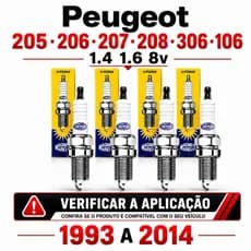 Jogo Vela Ignição Peugeot 205 206 207 208 306 106 Passion Sw Hoggar 1.4 1.6 8v 16v