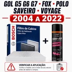 Filtro Ar Condicionado Gol G5 G6 G7 Fox Polo Saveiro Voyage + Higienizador de Ar