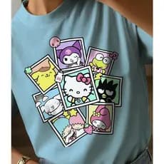 Camiseta Hello Kitty Polaroid Fotos Camisa 100% Algodão Estampa Fofa Personagens Sanrio