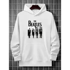 Moletom Canguru Flanelado Estampa Banda Beatles Blusa de Frio Capote Macio Confortável