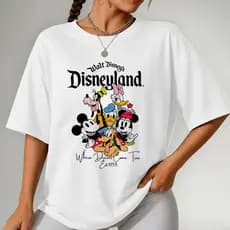 Camisa 100% Algodão Personagens Disney Camiseta Leve Confortável Disneyland