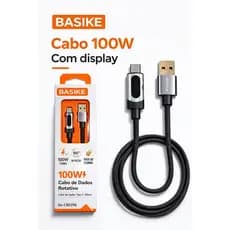 Cabo para Celular Tipo C Turbo 100W 1.2 Metros com Display Digital BASIKE - BA-CB0398